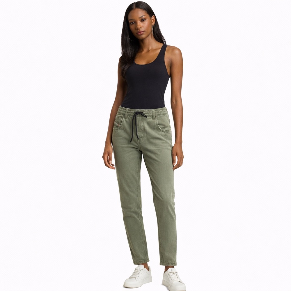 Diesel Olive Green Jogger Jeans | Slim Fit Stretch Denim | Drawstring Waist